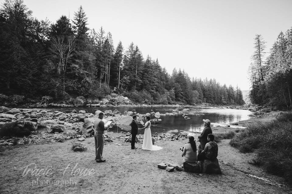 Snoqualmie Falls elopement ceremony