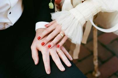 Couple holding hands