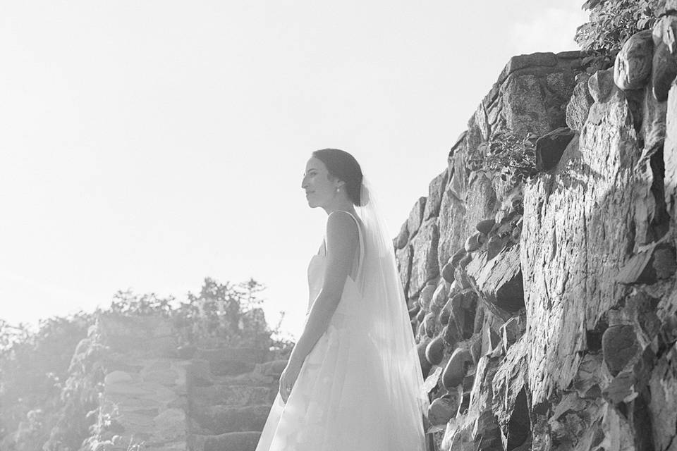 Bride on stairs