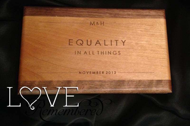 This tie tack gift set was created as a Christmas/Engagement gift for a groom-to-be. This gorgeous wooden box was engraved with the couple's mantra - 