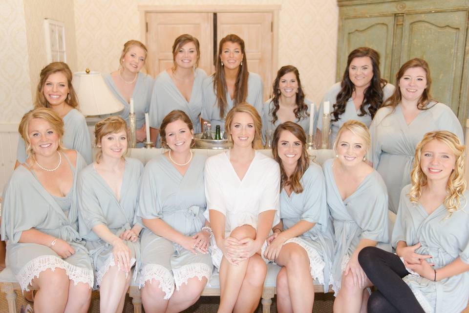 Bride and her bridesmaids