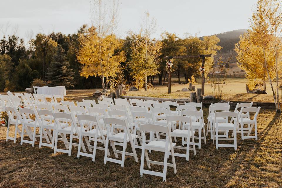 White garden chairs included