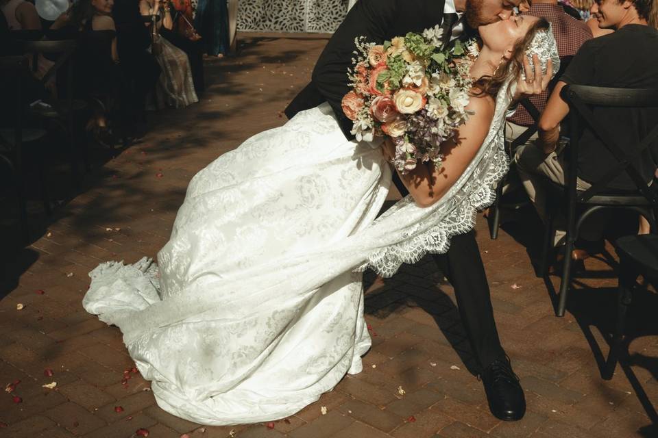 Wedding Ceremony Dip Kiss