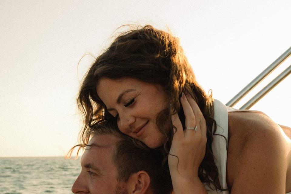 Boat engagement photo St. Pete