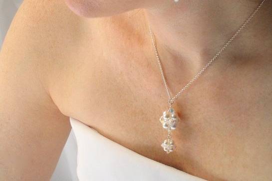 The Juliet necklace and earrings. Available in over 40 crystal colors and with a choice of faux or freshwater pearls!