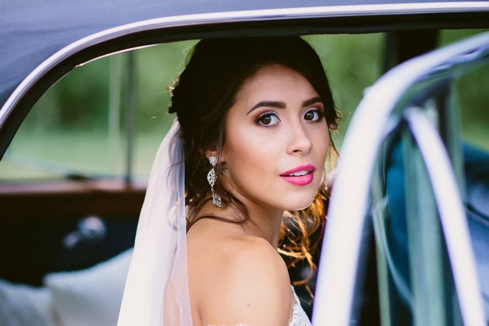 Bride in the car