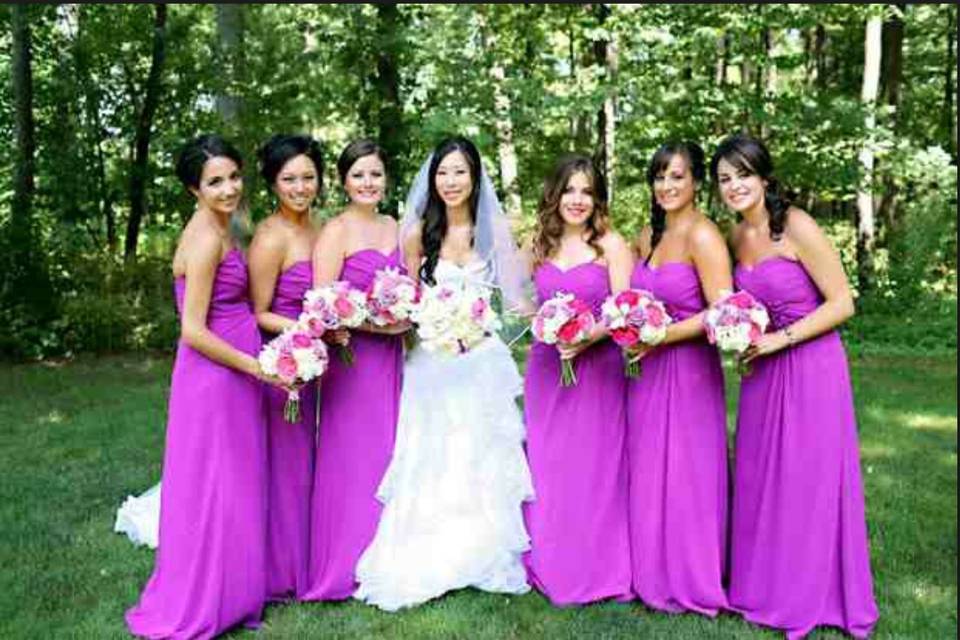 Bride and her bridesmaids