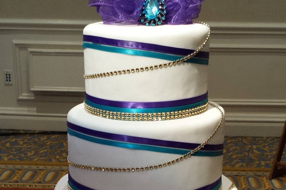 Blue stripped cake