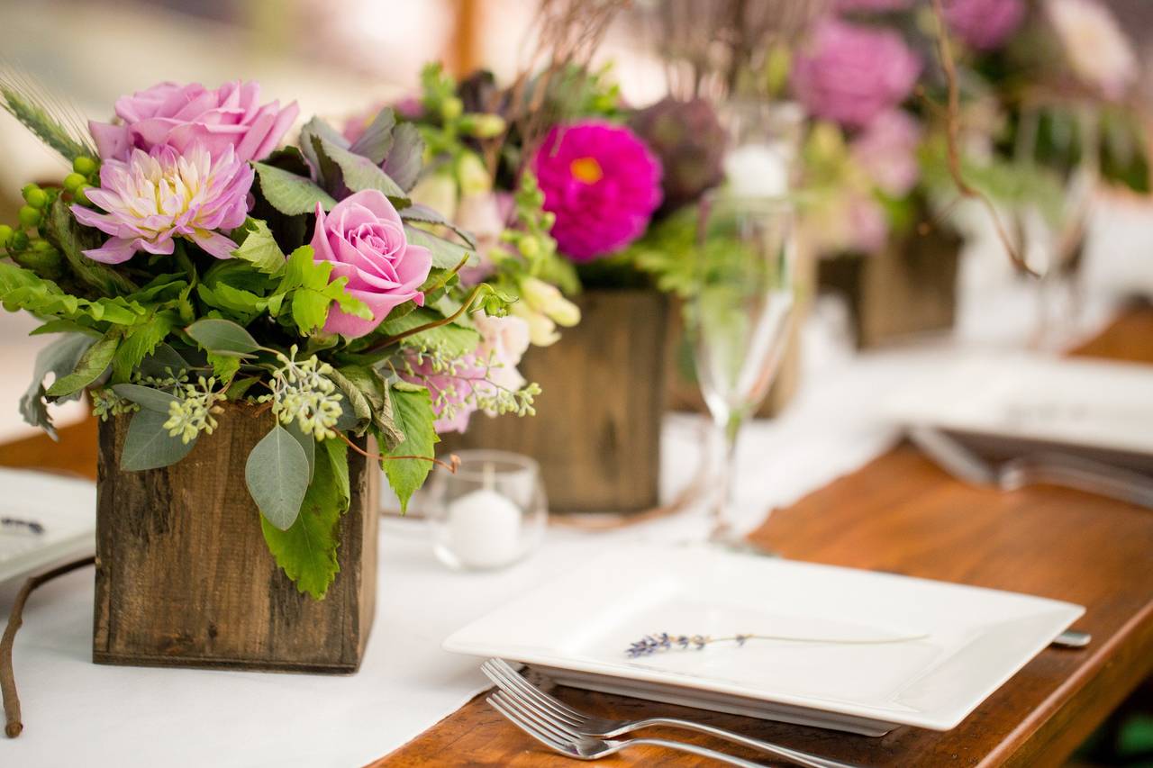 Wooden Box Centerpieces