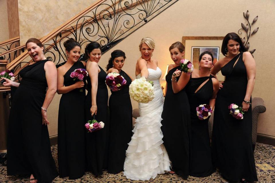 The bride with her bridesmaids