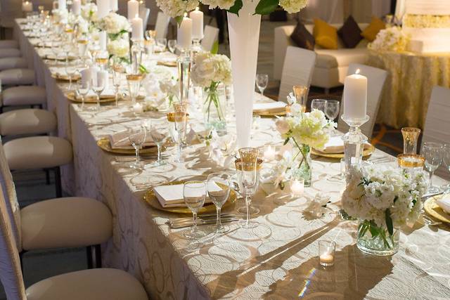 Long white table setup