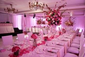 Table setup with tall centerpiece