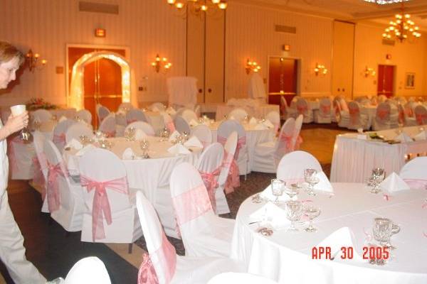 Grand Ballroom set for an evening Wedding Reception