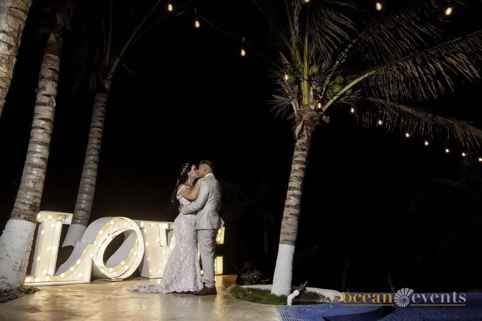 Couple dancing at night