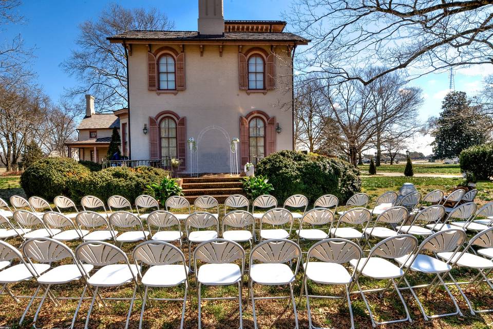 The mansion's patio site