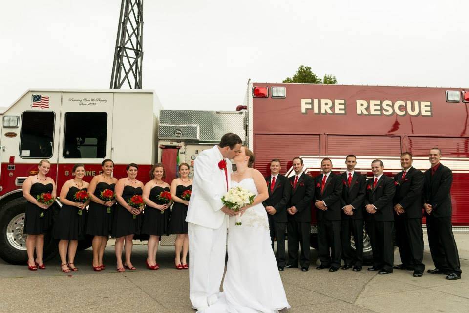 Groom kisses his bride