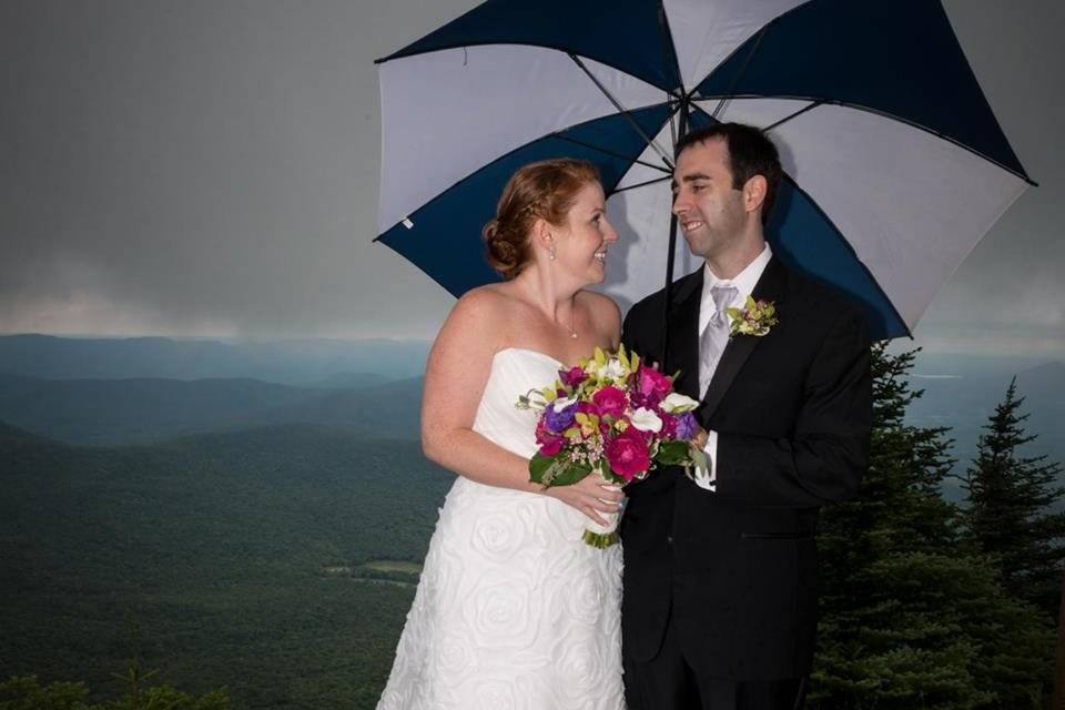 Groom kisses his bride