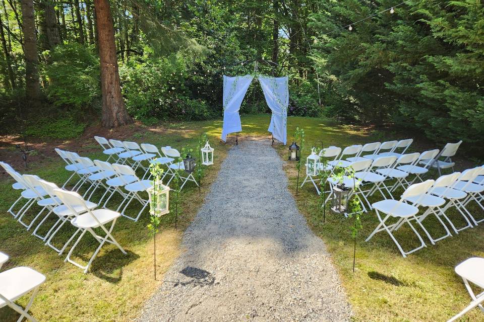 Courtyard set for ceremony