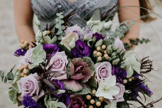 Shades of purple bridal bouque