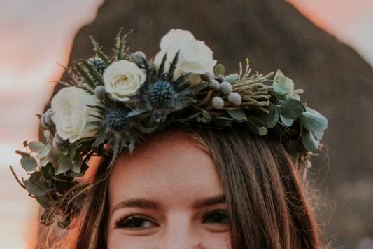 Blue and white floral crown
