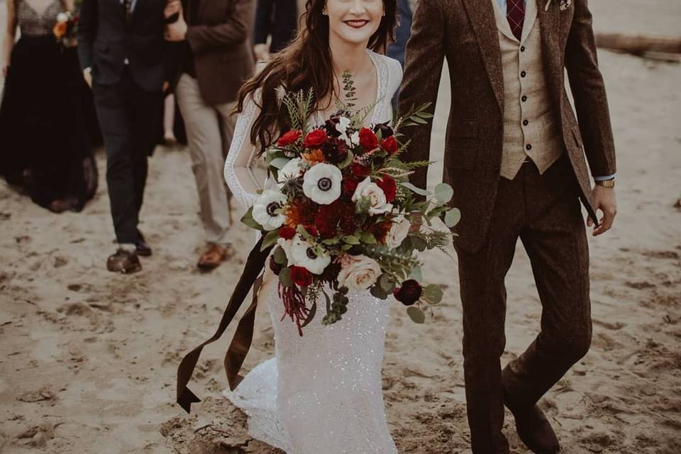 Fall beach wedding