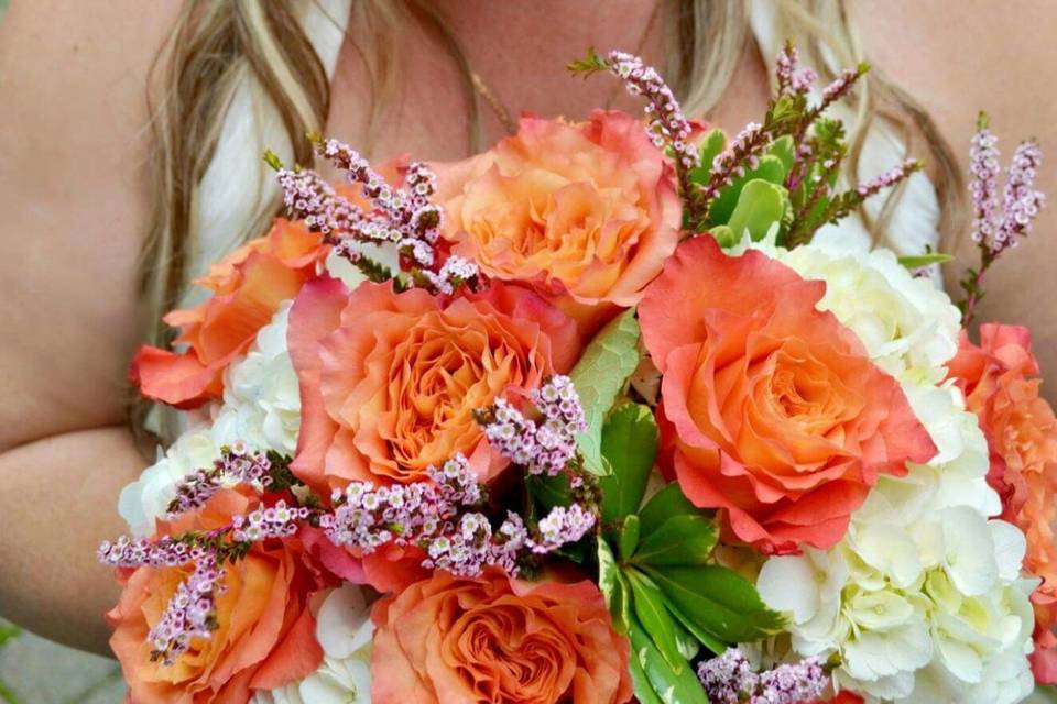 Coral and white bridal