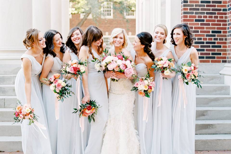 Bride and bridesmaids