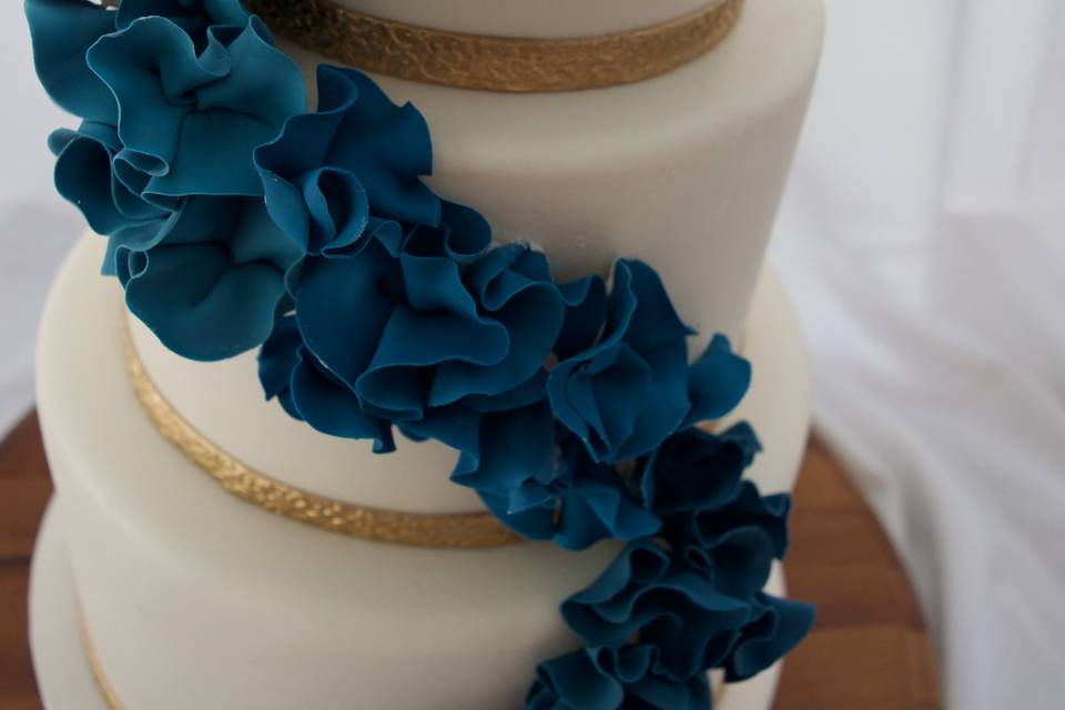 Blue floral cascading cake