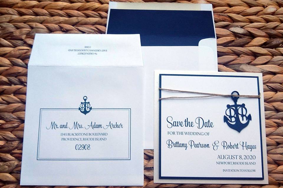 Nautical anchor save-the-date