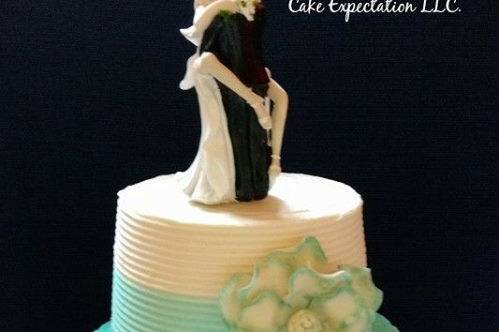 Ombre Teals Wedding Cake