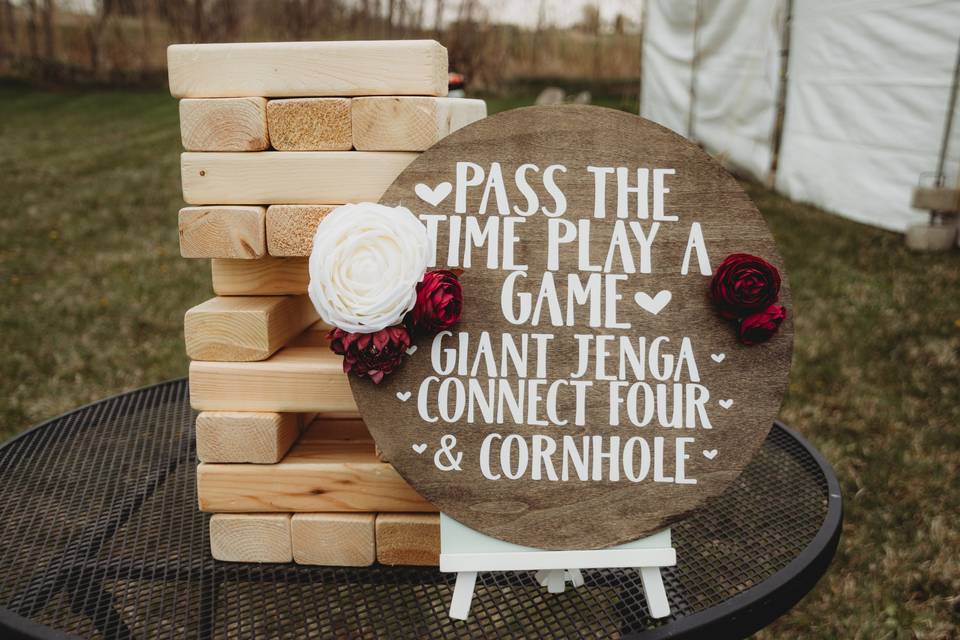 Wooden circle signage