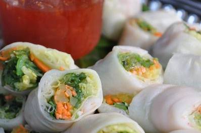 Island Style Petite Thai Summer Rolls served with Sweet Chili Vinegar Sauce