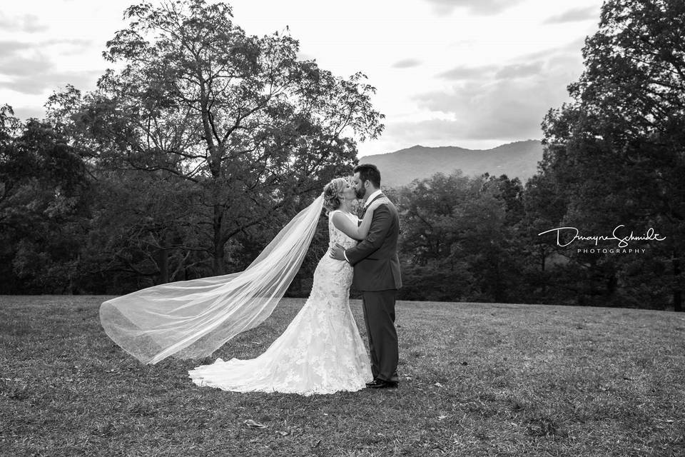 Dress by Best Bride Prom & Tux. Photo by Dwayne Schmidt Photography. Venue is Cabin Among the Oaks.