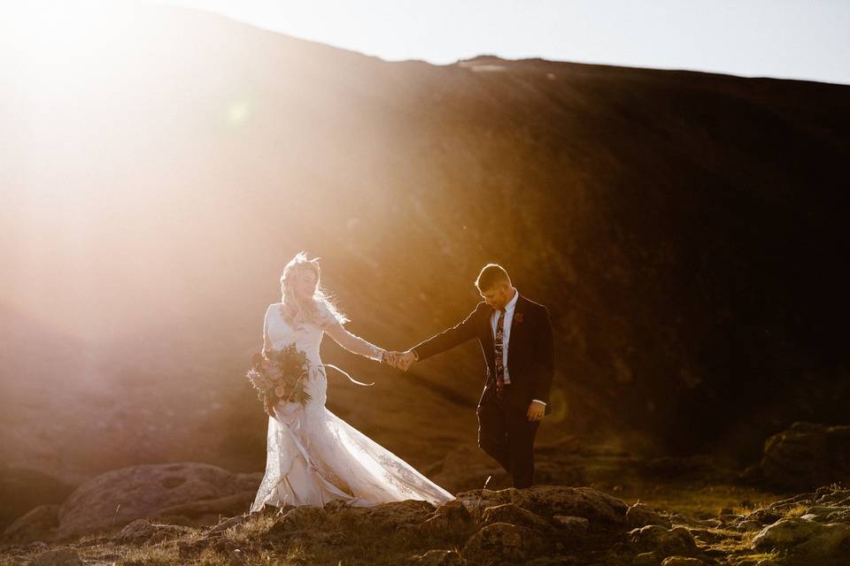 Colorado Elopement. Sottero and Midgley wedding dress from Best Bride Prom & Tux. Photo by Maddie Mae Adventure Elopements. Hair and Makuep by Katie Be.