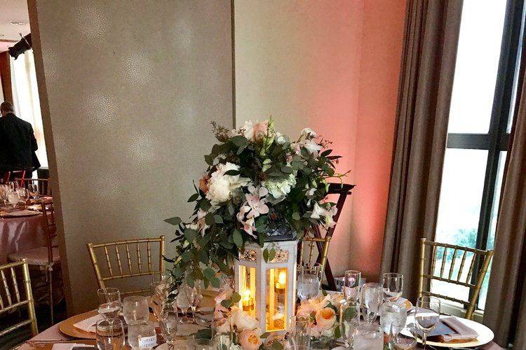 Table setup with centerpiece