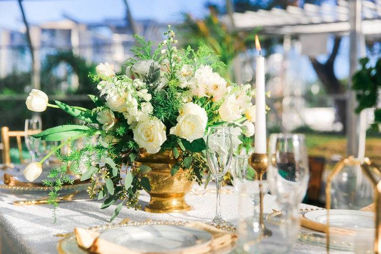 Table setup with centerpiece