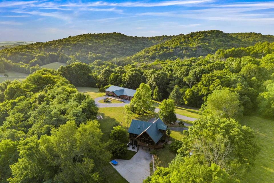 Backside view of lodge
