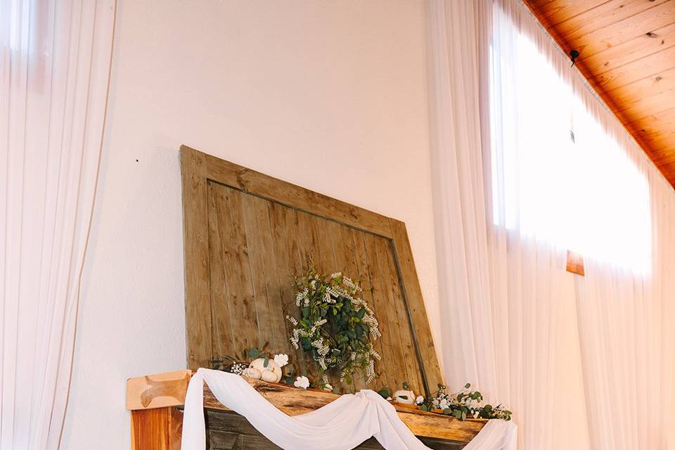 Fireplace decorated for fall