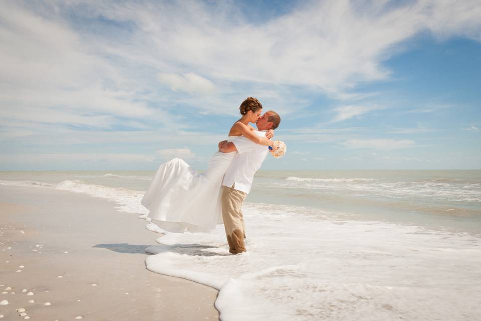 Romantic beach photograph taken at a destination wedding on Sanibel Island