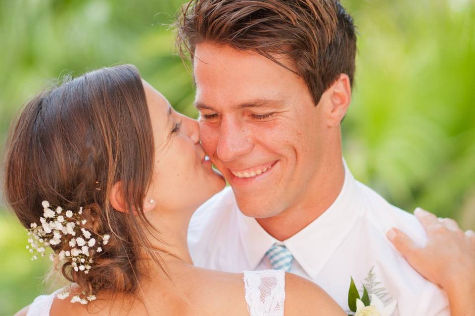 romantic photo of couple after their Captiva Island wedding