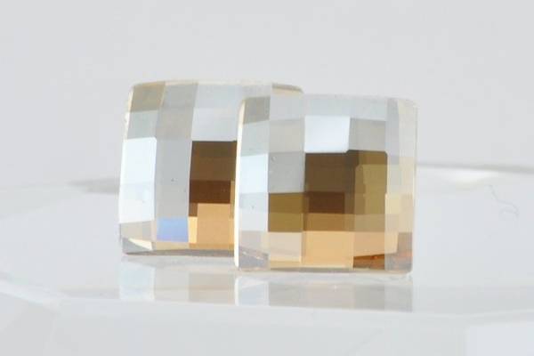 Golden Shadow Swarovski Crystal Stud Earrings - Square Chessboard Design with Sterling Silver Posts
These .4