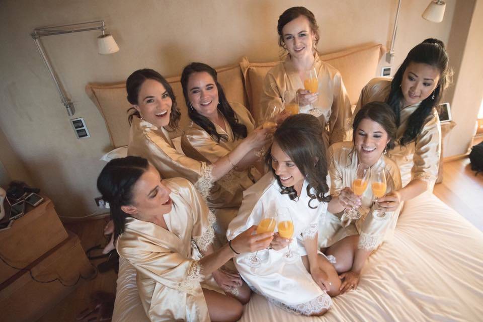 The bride with her bridesmaids