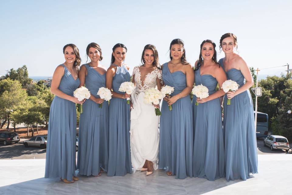 The bride with her bridesmaids