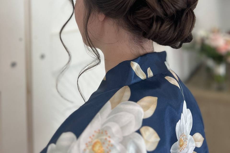 Soft low updo