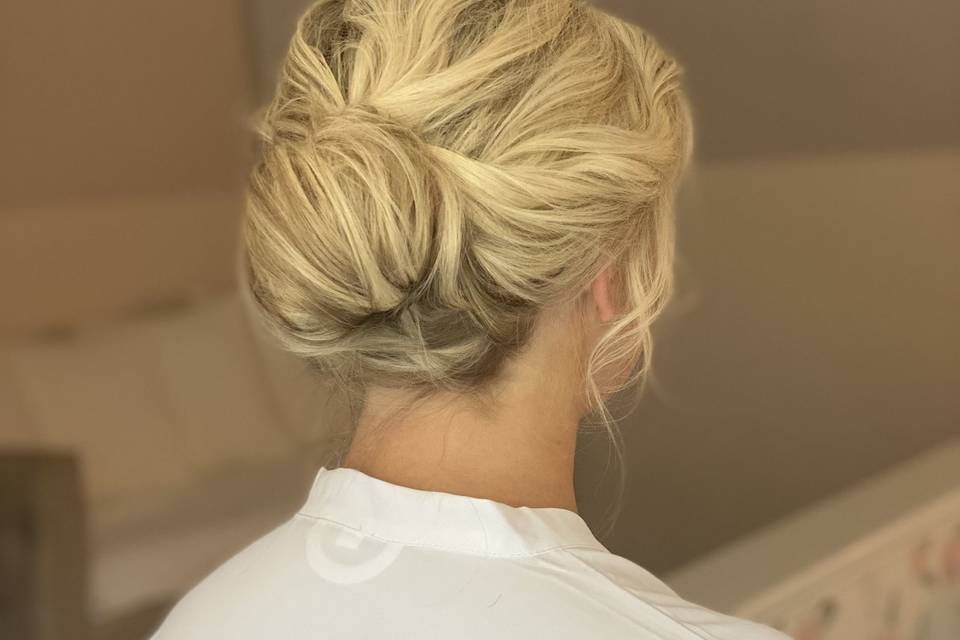 Textured low updo