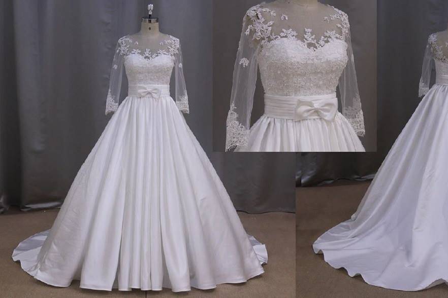 Ball gown with lace sleeves