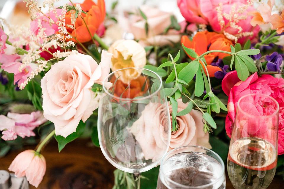 Roses and Peony Centerpiece