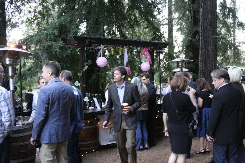 Your guest will love mingling around the wine barrel bar. Add a elegantly rustic flair to your event!