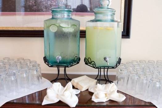 Lemonade and lime ice water station