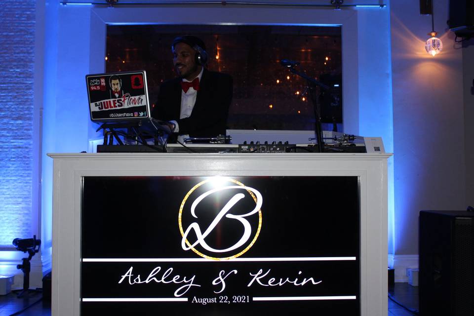 DJ Booth with Custom Monogram!